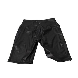 Legend LegEnd Black High Rise Bike Shorts Faux Leather Size L Women's 2 pockets